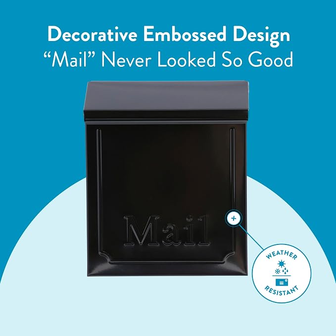 ARCHITECTURAL MAILBOXES Townhouse Vertical Small Capacity, Galvanized Steel Wall Mount Mailbox, 4.1 x 8.6 x 10.1 inches, Black | Galvanized steel build with a concealed lock and key drop box and weather-resistant outdoor construction.