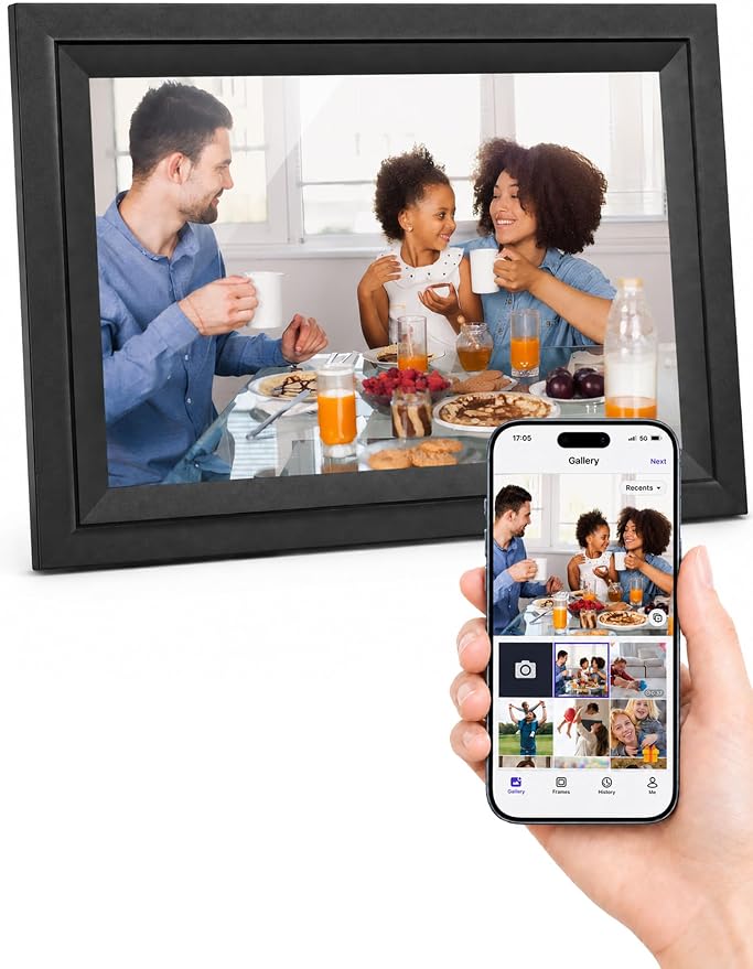 SAMMIX Digital Picture Frame 10.1 Inch WiFi Digital Photo Frame Electronic, IPS Touch Screen, 16GB, Tabletop&Wall-Mounted, Share Photos and Video with Uhale App, Birthday Gifts for Mom Women