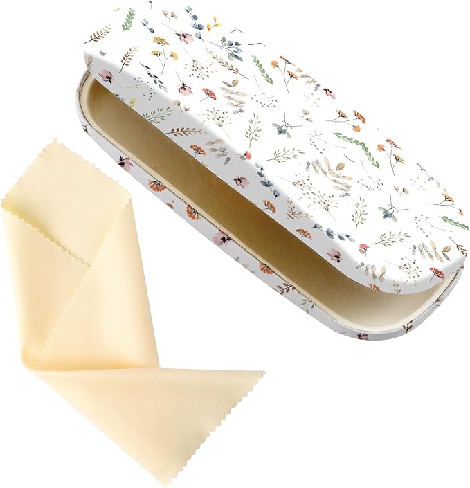 Glasses Case Hard Shell,Portable Protective Eyeglasses Case, Eyeglass Holder Box with Cleaning Cloth, for men women