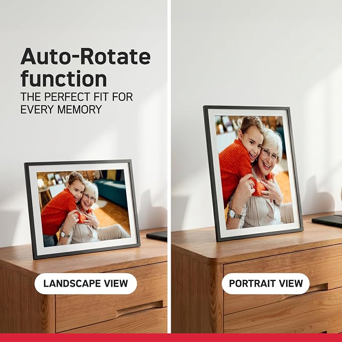 AGFAPHOTO FRAMEO WiFi Digital Picture Frame 15.6 Inch – HD Touchscreen Smart Photo Frame, Phone-Style 16:10 Ratio, Share Photos Instantly via App, 32GB, Auto-Rotate, Clock & Weather, Modern Design