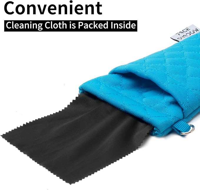 Face Shadow Double Glasses Case Soft Eyeglass Case For Women Men Squeeze Top Sunglasses Case With Cleaning Cloth