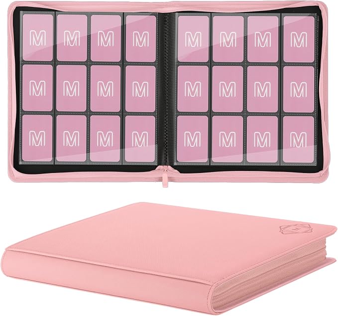 Premium Card Binder 12 Pocket for 720 Pockets Trading Card Binder, PU Zipper Card Collection Album, Sturdy Side-Loading Card Book Holder for MTG, TCG, Game Cards, Sports Cards