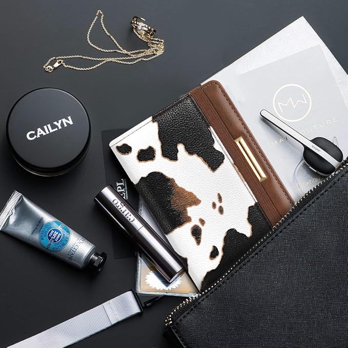 Coco Rossi Passport Holder for Travel Women Slim RFID Passport Cover Wallet | Travel Essentials, Passport Book Holders, Passport Wallet Cover Case, PU Leather, Cute, Thin, Spliced Design, Cow Print