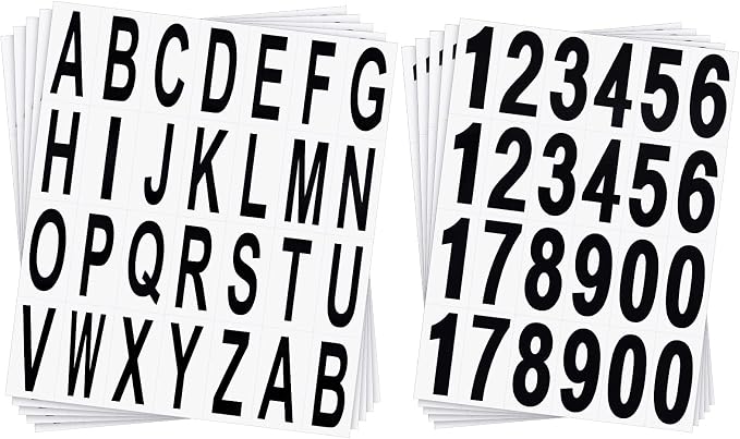 10 Sheets Mailbox Numbers and Letters Stickers for Outside Stick on Black Vinyl Alphabet Number Decals Sticky for Home Business Apartment Address Window Door Car Truck(2 x 1 Inch)