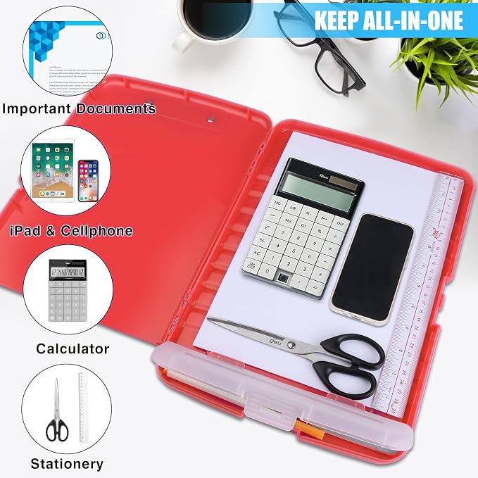 Red Plastic Clipboard with Storage,TFDLCG zm High Capacity Clip Boards 8.5x11,A4 Binder Nursing Clipboard Folder Heavy Duty for Women Teachers Work,School Office
