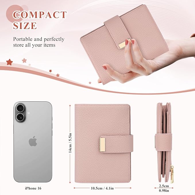 Pink Passport Holder with Airtag RFID Blocking Travel Wallet for Women, Leather Passport Wallet with Airtag Slot Slim Compact Passport Cover with Zipper Coin Pocket, Holder Card, SIM, Cash