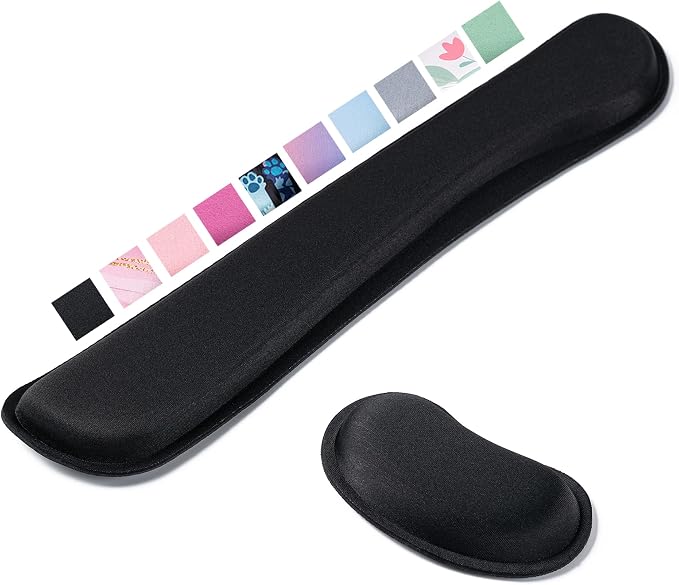 Hoewina Keyboard Wrist Rest,Ergonomic Wrist Support for Keyboard,Black | Computer Wrist Rest,Superfine Fabric and Gel Memory Foam Wrist Pad,Easy Typing&Pain Relief,Suitable for Office,Family
