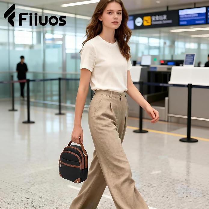 Anti Theft Crossbody Bag for Women RFID Small Purse Travel | Secure Crossbody Phone Purse with Handle, 5 RFID Slots, 7-Pocket Fits 7.9" Tablet, Adjustable Strap, Hands-Free Everyday