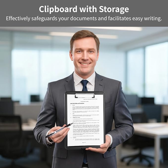 8 Pcs Clipboards with Storage - 9.4 x 13.4 Plastic Nursing Clip Boards, Sturdy File Storage Compartments with Pen Holder, Waterproof Clipboard Folder for Nurses, Teachers, Offices