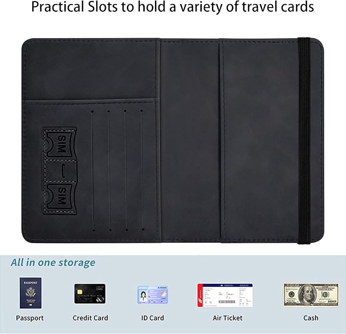 Passport Holder Wallet Cover Case,RFID Blocking Passport Cover,Large Capacity Travel Wallet with Multi Card Slots (Cute Cat)