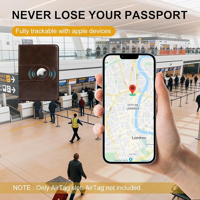 ILIYAH-Passport Cover-Passport Holder Travel Wallet-RFID Blocking Passport Case Travel Accessories Card Holder Wallet Unisex Travel Gifts (Coffee)