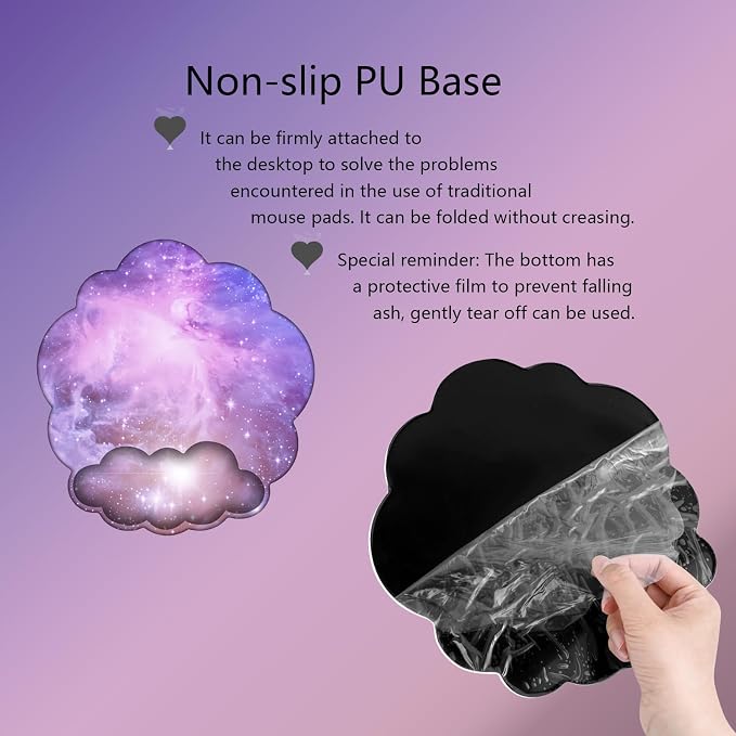 Cloud Wrist Rest Keyboard Galaxy Mouse Pad with Wrist Rest Ergonomic Space Wrist Pad Memory Foam Non-Slip Wrist Support for Computer Laptop Gaming Home Office Relief Typing Pain Gradient Pink Purple
