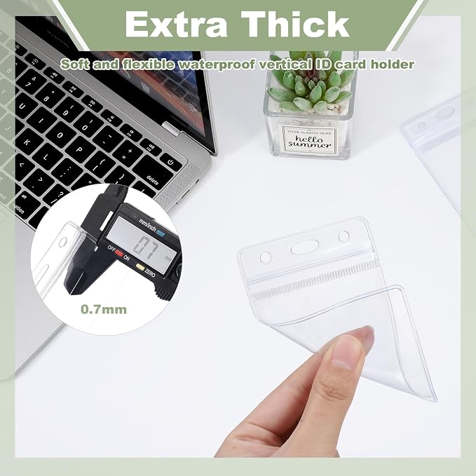 5 Pack ID Badge Holder with Badge Reels Retractable Clip Heavy Duty Vertical Clear ID Card Badge Holders for Work Office Student Nurse