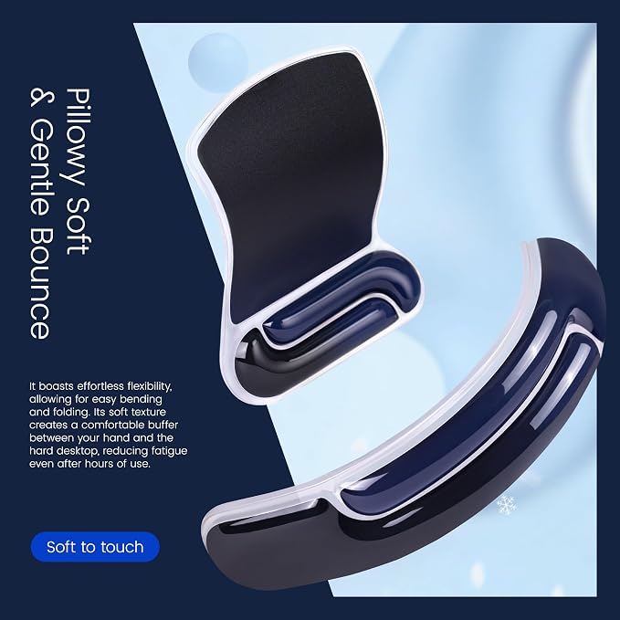 Ospelelf Mouse Pad with Wrist Rest and Ergonomic Gel Keyboard Hand Wrist, Support for Typing Gaming, Relieve Wrist Pain, Cool & Easy to Clean, for Office, Programmer, Home Computer Use Black Blue