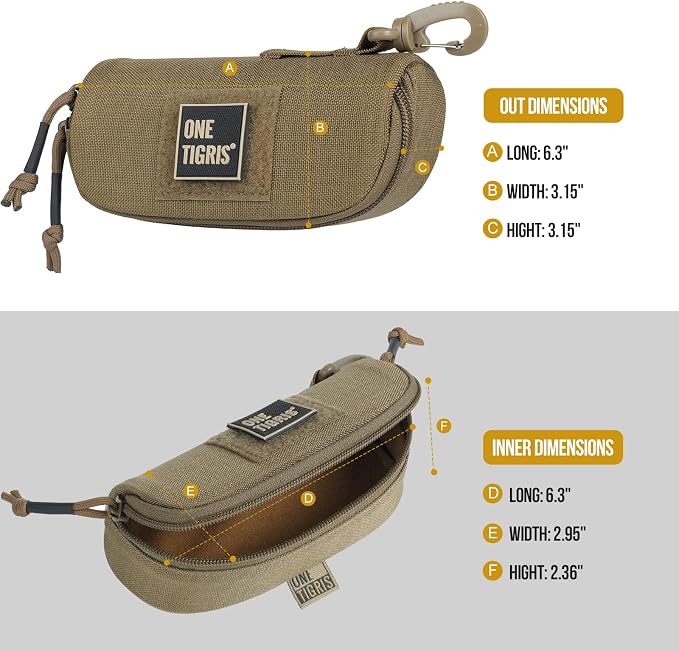 ONETIGRIS Tactical Hard Shell Eyeglasses Case Molle Zipper Sunglasses Pouch Shockproof Crush Resistant for Outdoor Activities