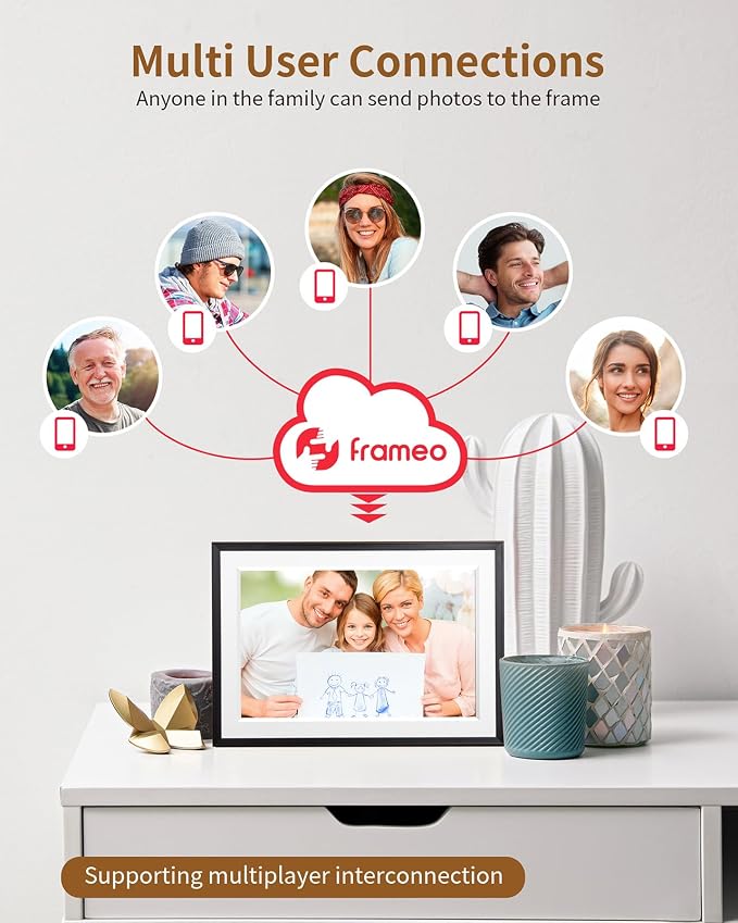 Frameo 10.1 Inch Digital Picture Frame，WiFi Electronic Frame，1280 * 800IPS HD Touch Screen， Smart Digital Photo Frame,32GB Storage, Wall Mountable, Share Instantly, Birthday Gifts for Women, Mom