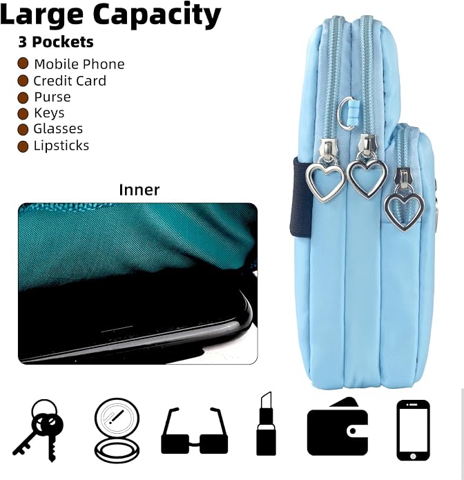 Small Crossbody Bag for Women - Mini Phone Purses with Crossbody Strap and Wallet - Nylon Arm Bag