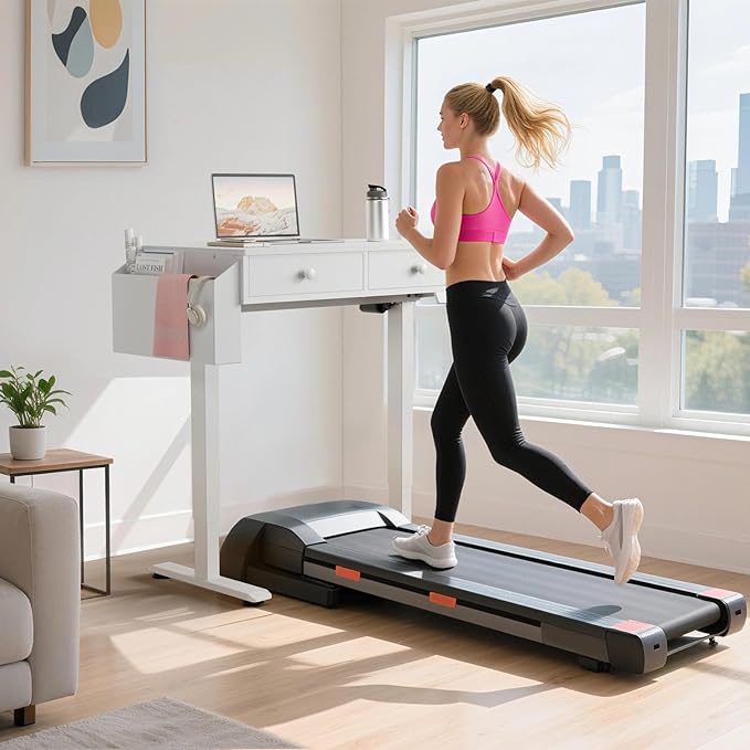 KLUVIS Electric Standing Desk with Drawers, 32 Inch White Small Height Adjustable Sit Stand Desk with Storage for Small Space Home Office Bedroom, Study Writing Stand up Computer Desks for Girls Work