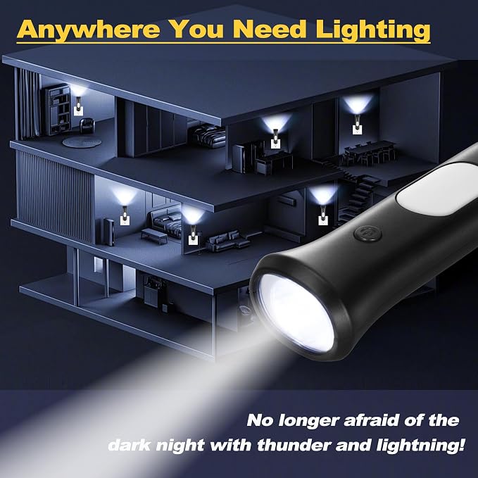 ROSSEX 4 in 1 Emergency Lights for Home Power Failure,Rechargeable LED Flashlight Plug in Wall, Automatic Turn-On Power Outage Night Light Flashlight for Hurricane Preparedness Items