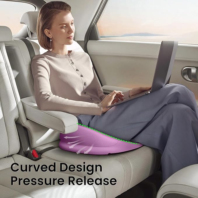 Benazcap Large Seat Cushion for Office Chair Memory Foam Coccyx Pain Relief Cushion Pillow for Back Support Non-Slip Seat Pad for Office Desk, Car Seat, Wheelchair, Sciatica-Pink