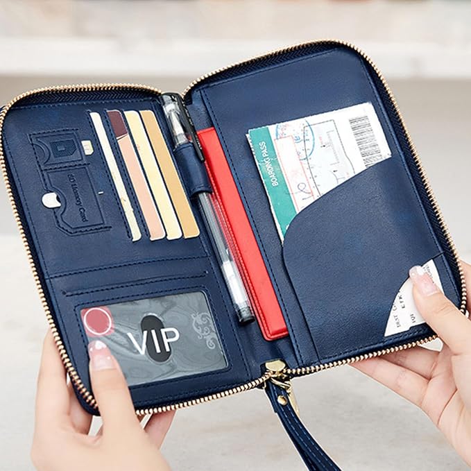 Passport Holder for Travel Women and Men RFID Blocking Passport Holder with Zipper Multi-functional Passport Wallet Passport Case Passport cover Travel Essentials