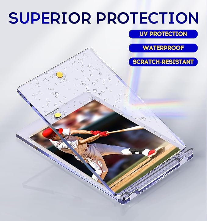 100ct Magnetic Card Holder, 35pt One Touch Card Holder, U-V Protectors Hard Plastic for Trading Cards, Magnet Case, Sports, Game, Football, Baseball