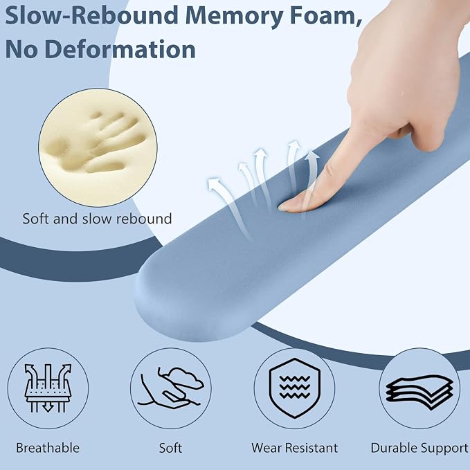 Mouse Pad and Keyboard Wrist Rest, 3-in-1 Gel Memory Foam Ergonomic Mouse Pad with Wrist Rest Set,Gaming Mousepad Arm Cushion Support for Computer Office Desk Accessories Cute Setup,Sky Blue