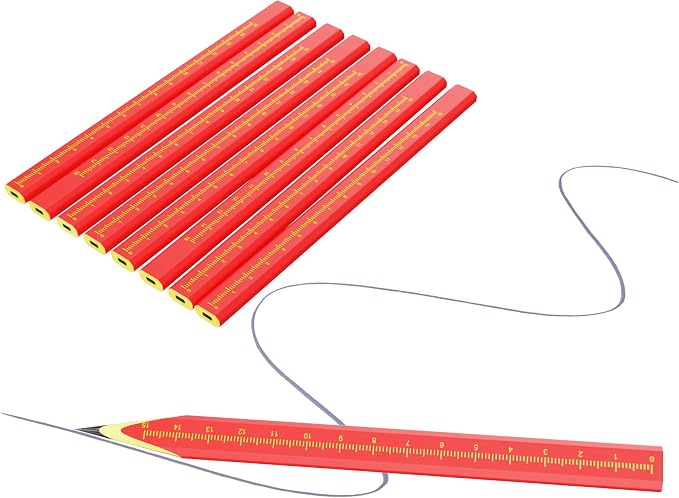 KR. LIF 8 PCS Carpenter Pencils Construction Pencil, Carpenter Marking Pencil for Woodworking Concrete Scriber Marking Tool