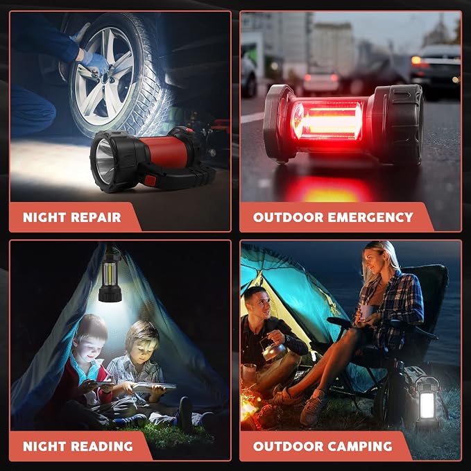 Camping Lantern Rechargeable, AlpsWolf LED Flashlight Spotlight Lantern with 800LM, 3600 Capacity Powered, Portable Bright Camping Light for Emergency, Outdoor Hiking, Power Outages