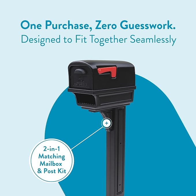 Architectural Mailboxes Gentry Plastic, Dual Access, Mailbox and Post Kit, GGC1B00AM, Black, Large Capacity