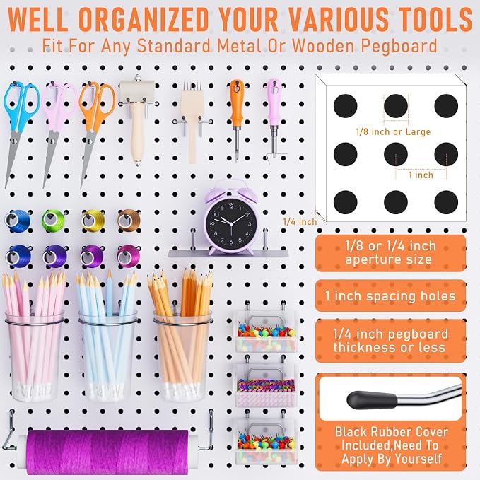 INCLY 30PCS Peg Board Organizer Accessories Kit with Bins, Cups & Baskets | Pegboard Hooks Assortment, Wire Baskets, Paper Towel Holder, 1/8" and 1/4" Pegboard, For Garage Workbench Craft Room