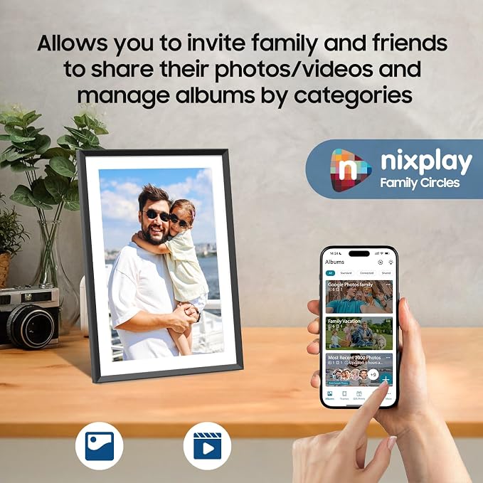 Digital Picture Frame Powered by Nixplay 10.1", Share Photos/Videos via Nixplay App or Email, WiFi Digital Photo Frame with Easy Setup, Support Alexa, Free Cloud Storage, Auto Rotate, Gifts for Mom