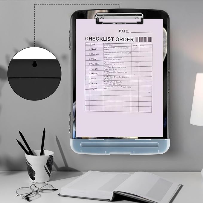 Clipboard with Storage,Storage Clipboard with Pen Holder,Heavy Duty Plastic Storage Clipboard with Low Profile Clip,Teacher Must Haves,Clipboard Folder,Office Supplies,Dog -1339