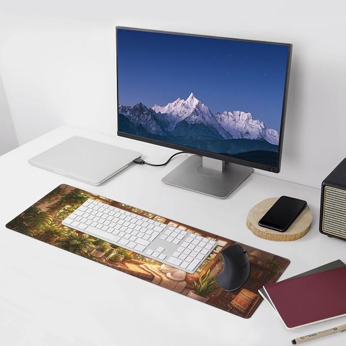 Kawai Cat Gaming Mouse Pad Large Extended Desk Mat Non-Slip Rubber Base Keyboard Pad with Stitched Edges for Office Gaming 31.5x11.8 in