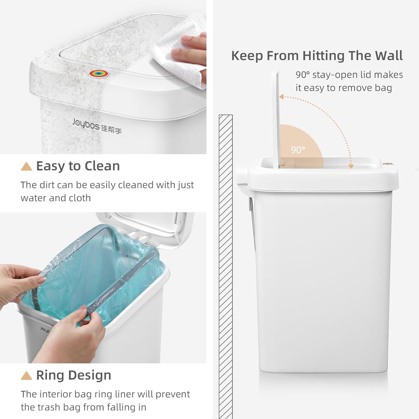 MOPALL Trash Can with Lid, Garbage Can with Press Top & Foot Pedal, Kitchen Step Trash Can, Slim Trash Bin Plastic Garbage Bin Waste Basket for Bathroom|Kitchen|Bedroom|Living Room|Office, 4.4 Gallon