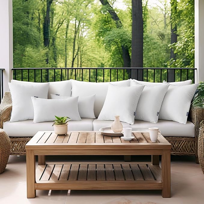 MIULEE 18x18 Inch Outdoor Pillow Insert Waterproof Decorative Throw Pillow | Square Garden Pillow Form for Patio Sofa Couch