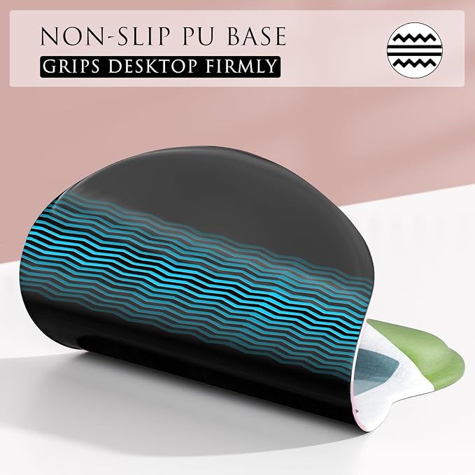 MROCO Ergonomic Mouse Pad with Gel Wrist Rest, 9.4 x 8.1 in, Pastel Petals | Ergonomic Shape Design, Multiple Pattern Options, Gel Wrist Comfort, Smooth Lycra Surface, Non-Slip PU Base