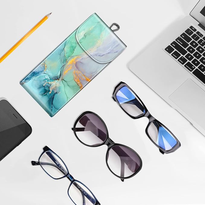 FINTIE Double Glasses Case with Carabiner Hook, Portable Vegan Leather Eyeglass Case Anti-scratch Sunglasses Pouch