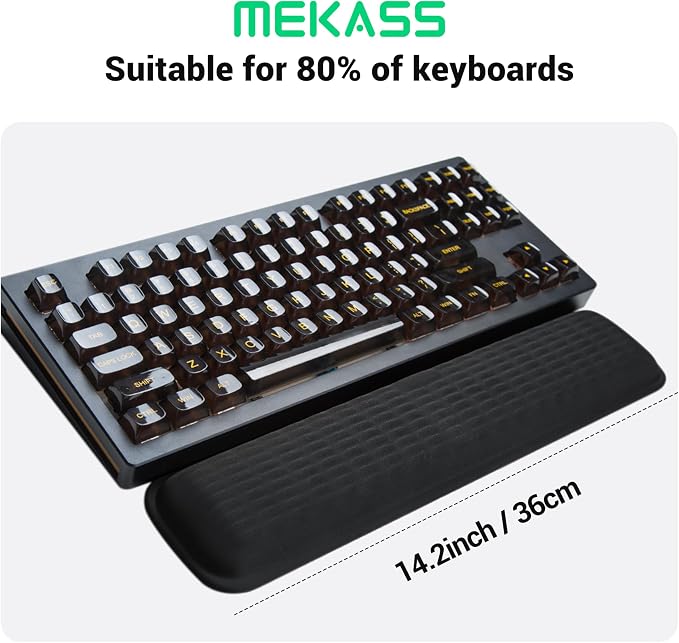 Mekass TKL Keyboard Wrist Rest, Super Soft Memory Foam Ergonomic Computer Wrist Support Pad, Comfortable Desk Wrist Cushion, Laptop Keyboard Arm Hand Rest for Wrists Pain Office Gaming Typing (Black)