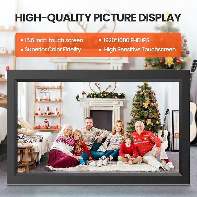 XElectron 15.6 Inch Large Digital Picture Frame, WiFi Digital Photo Frame with 32GB Storage and SD Card Slot/USB Port, Free Storage, 1920x1080 IPS FHD Touch Screen - Gift for Friends and Family