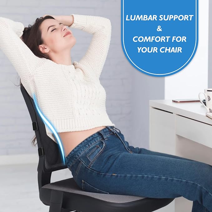 LumbarPal Lumbar Support Pillow for Office Chair Back Support Lumbar Pillow for Car, Gaming, Office Chair - Improve Sitting Posture & Back Pain Relief, Memory Foam, Adjustable Straps, Black | Improve Sitting Posture & Back Pain Relief. Lumbar Pillow Fi...