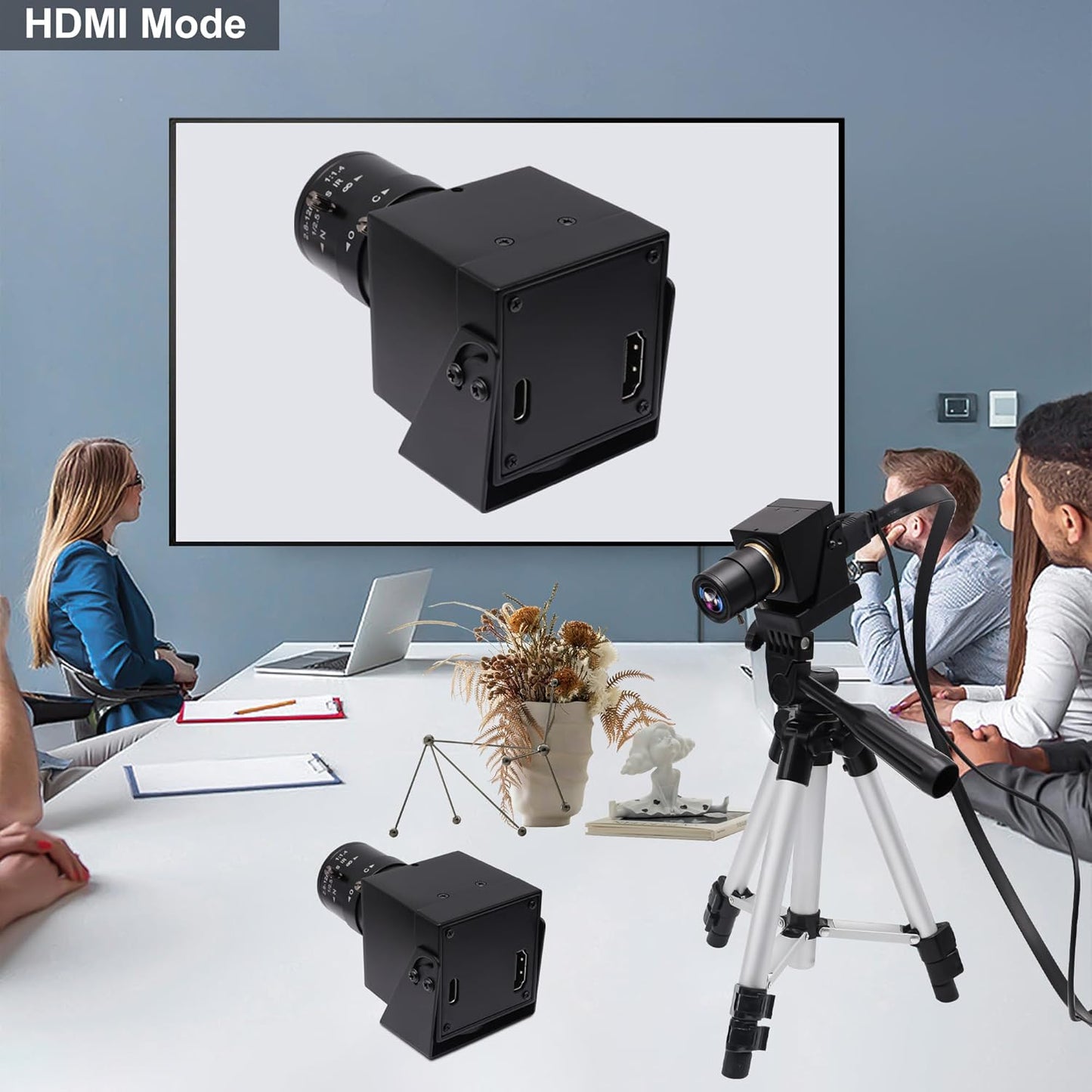 SVPRO 4K Webcam - HDMI/USB Dual Interface, Manual Zoom, 2.8-12mm CS Mount Lens for Close-up, CMOS IMX415 Industrial Camera for Machine Vision
