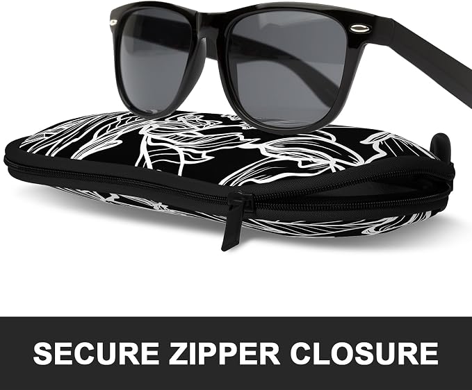 Sunglasses Soft Case, Ultra Light Portable Neoprene Zipper Glasses Case for Men Women