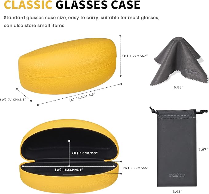 molshine Hard Shell Sunglasses Case,Classic Large Glasses Case for Sunglass,Eyeglasses with Cleaning Cloth,Pouch