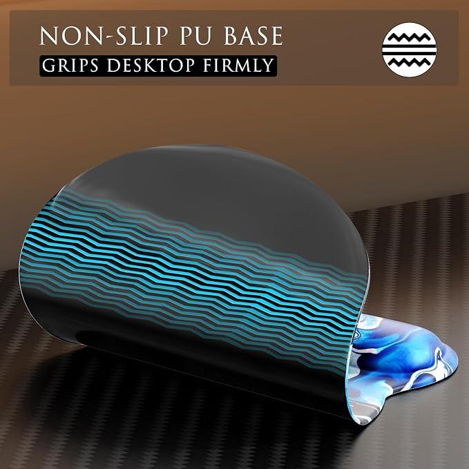 MROCO Ergonomic Mouse Pad with Gel Wrist Rest, 9.4 x 8.1 in, Blue Waves | Ergonomic Shape Design, Multiple Pattern Options, Gel Wrist Comfort, Smooth Lycra Surface, Non-Slip PU Base