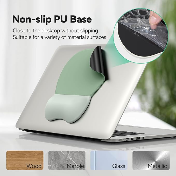 TECKNET Gel Ergonomic Mouse Pad & Keyboard Wrist Rest & Coaster | 3 in 1 Set, Pain Relief, Milk Silk Cloth, Non-Slip PU Base, Easy Typing, Memory Foam Wrist Support for Office & Home