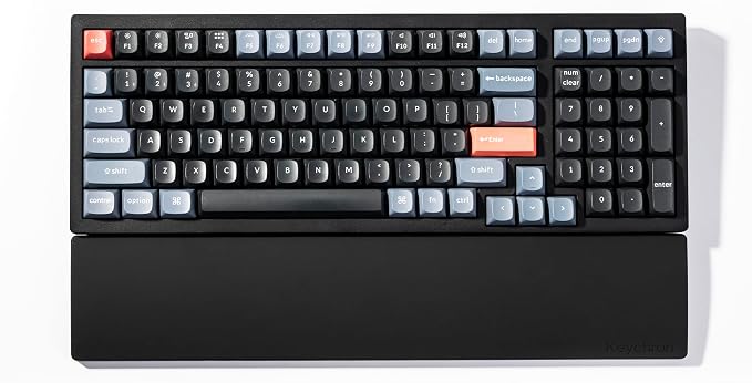 Ergonomic Silicone Wrist Rest for Keychron K4 Pro / K4 Max / Q5 / V5 / V5 Max,15.37" Honeycomb Non-Slip Palm Rest, 96% Full-Sized Mechanical Keyboards Support with Typing Pain Relief