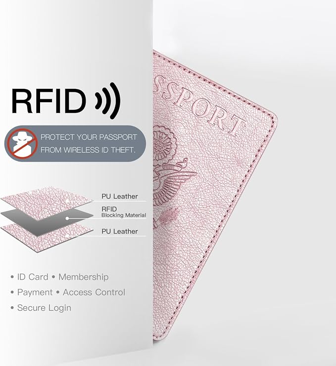 Passport Wallet For Women,Passport Holder For Women-Gold Rose