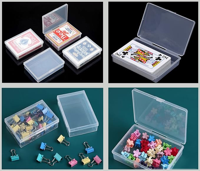 Clear Plastic Playing Card Boxes Snaps Closed Poker Gaming Playing Card Deck Cases Holder Plastic Storage Box Clear Trading Card Box Card Storage Organizer for Bank Business Card (6Pcs)