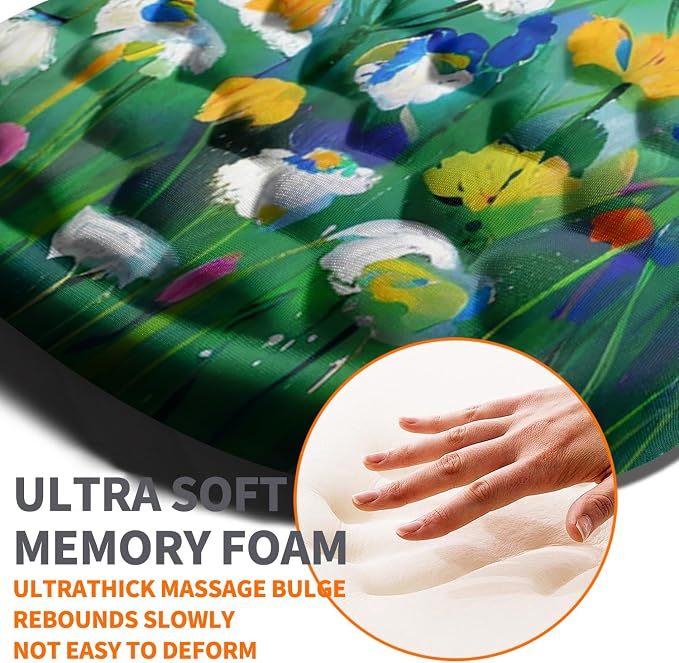 Ergonomic Joint Wrist Support Mouse Pad with Memory Foam Cushion Massage Bump, Carpal Tunnel Pain Relief Mousepad Slope Design for Wrist Rest, 11.8x7.9 in, Iris